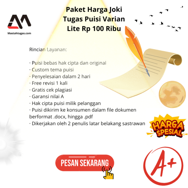 Paket Harga Joki Tugas Puisi Varian Lite Rp 100 Ribu