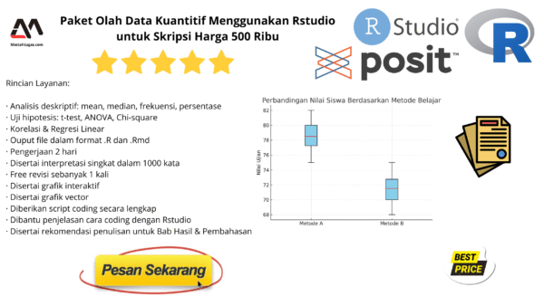 Paket Olah Data Kuantitatif Menggunakan Rstudio untuk Skripsi Harga 500 Ribu