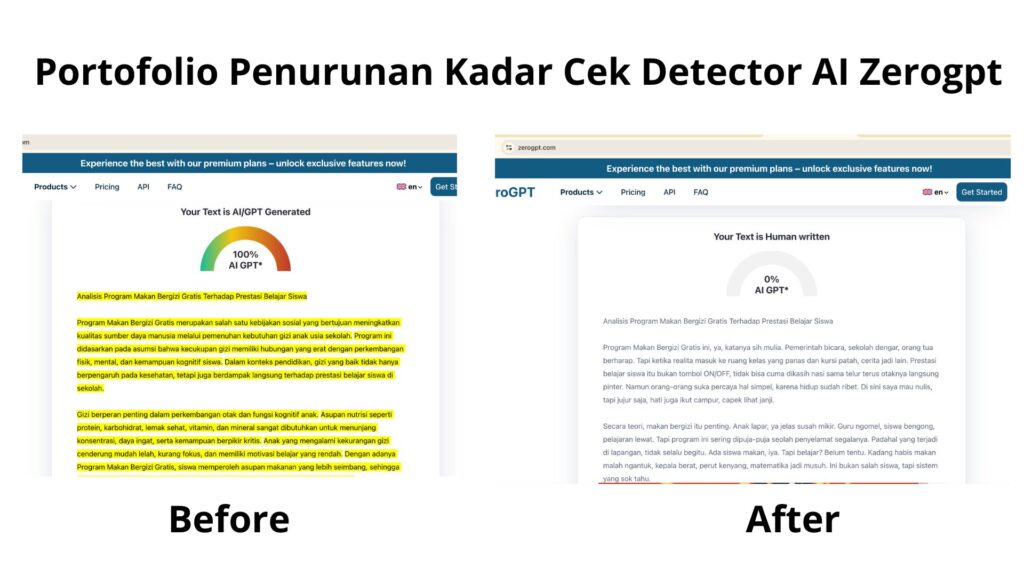 Portofolio Penurunan Kadar Cek Detector AI Zerogpt